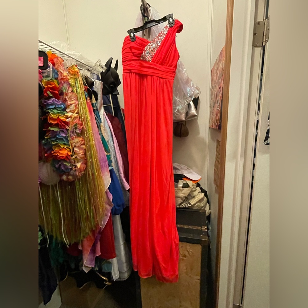 Hot Pink faux Diamond Studded Prom Dress M